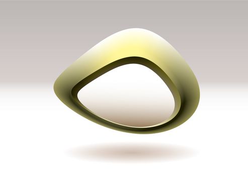 Abstract pebble shape with golden colour and copy space