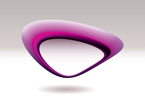 Brightly coloured blob icon in pink or purple with text area