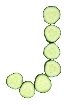 Vegetable Alphabet of chopped cucumber - letter J