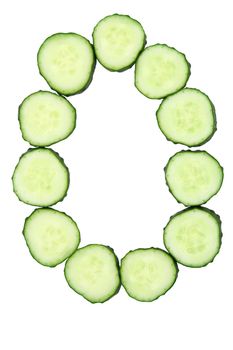Vegetable Alphabet of chopped cucumber - letter O