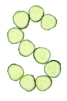 Vegetable Alphabet of chopped cucumber - letter S