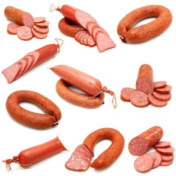 sausage collection isolated on white background