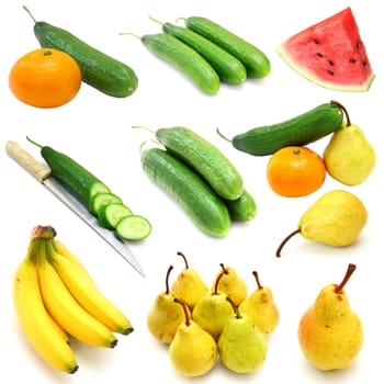fruits and vegetables collection isolated on white background