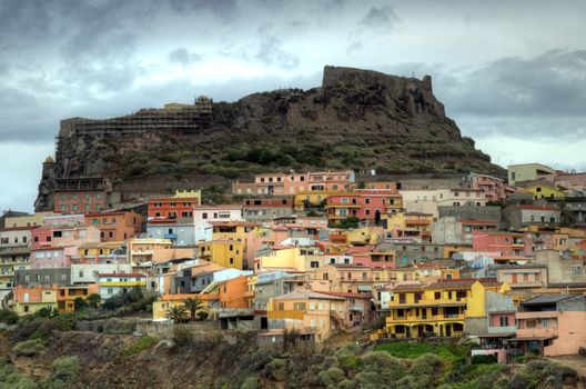 The colorful center of Castelsardo in Sardinia