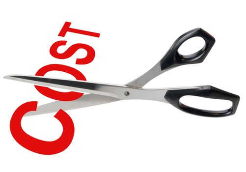 Cost cutting scissors, isolated with clipping path