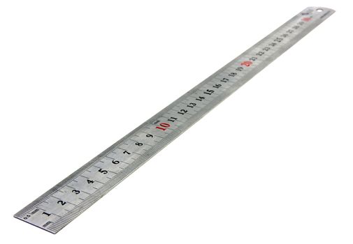 isolated with metal ruler on a white background