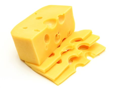 piece of cheese isolated on a white background