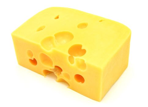 piece of cheese isolated on a white background