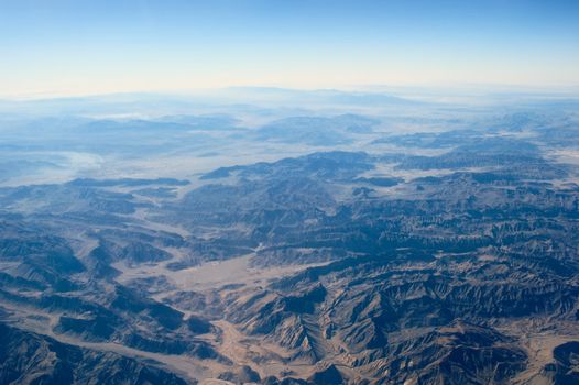Distant skyline of Mountain Range. Panoramic view