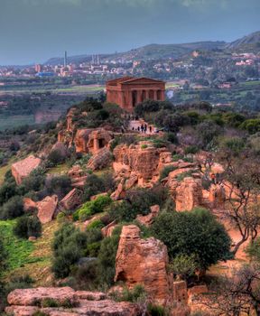 Hight Dynamic Range image  of the valley of the temples in Sycilia