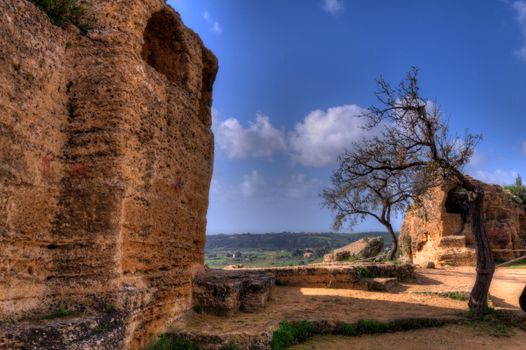 Dynamic Range image hight of the valley of the temples in Sycilia