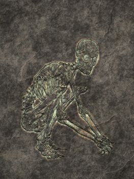 An illustration of a petrified skeleton background