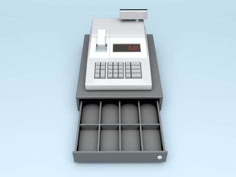 3d illustration of cash register without money