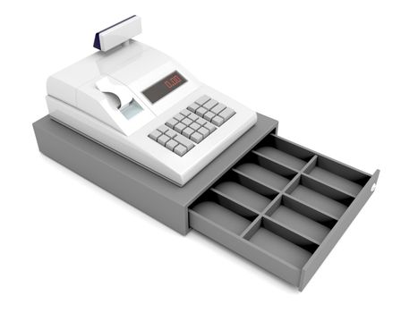 Cash register with opened empty drawer