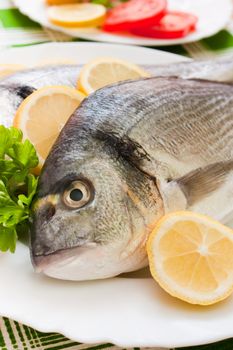 Gilt-head (Sparus aurata)  on plate ready to be cooked