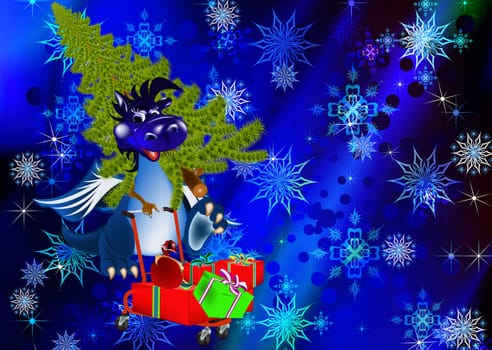 Dark blue dragon a symbol of new 2012 on east calendar