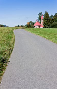 Small road leading to the church, northeast of Bohemia - Czech Republic