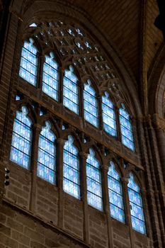 Wonderful ancient stained glass window formed of multiple colors