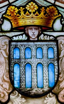 Wonderful ancient stained glass window formed of multiple colors