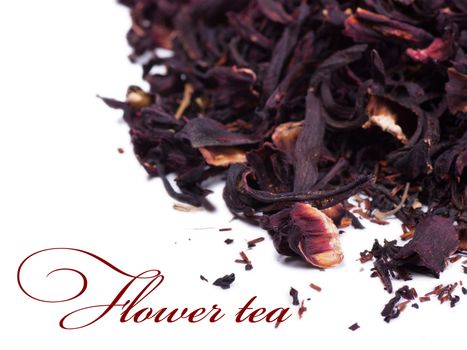 Healthy herbal dry tea with rose petals