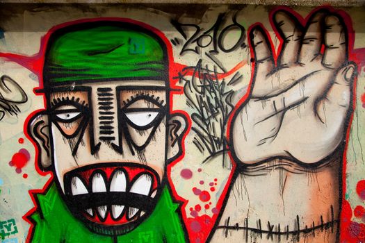 Sample of a kind of urban culture that comes true on the basis of painting the walls with spray and that commonly  is called Graffiti