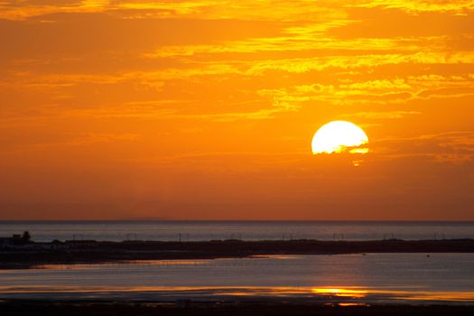 Magnific sunset  on the bay of Cadiz