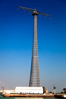 Communications tower with a beautiful blue sky