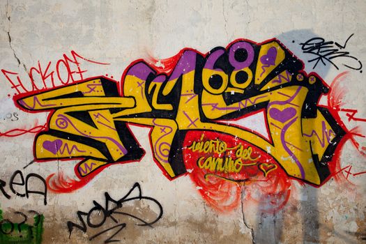 Sample of a kind of urban culture that comes true on the basis of painting the walls with spray and that commonly  is called Graffiti
