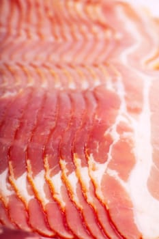 Fresh ham slices. Closeup view.