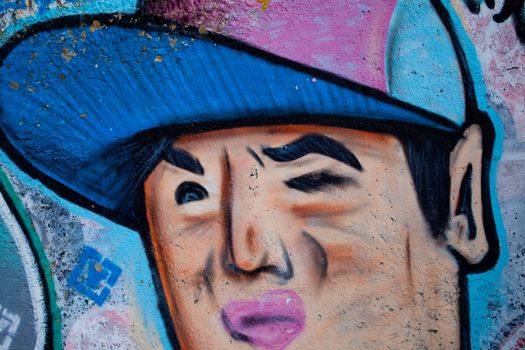Sample of a kind of urban culture that comes true on the basis of painting the walls with spray and that commonly  is called Graffiti
