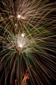 Firework streaks in the night sky