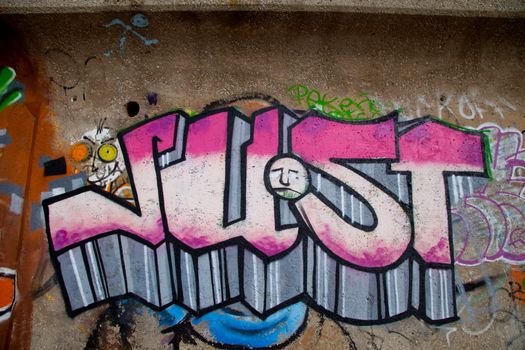 Sample of a kind of urban culture that comes true on the basis of painting the walls with spray and that commonly  is called Graffiti