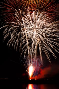 Firework streaks in the night sky