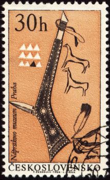 CZECHOSLOVAKIA - CIRCA 1966: stamp printed in Czechoslovakia, shows american indian tomahaWk, circa 1966