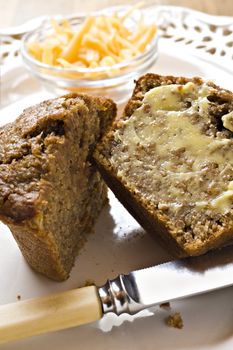 Banana and carrot bran muffins with cheese