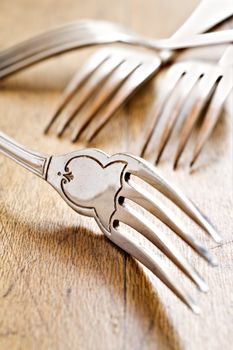 Antique forks at close up - very shallow depth of field