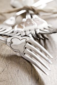 Antique forks at close up - very shallow depth of field