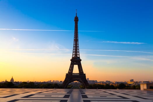 The Eiffel Tower in Paris, seen from the Trocadero