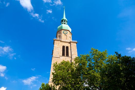 The tower of the protestant Reinoldikirche - the oldest extant church in Dortmund, Germany.