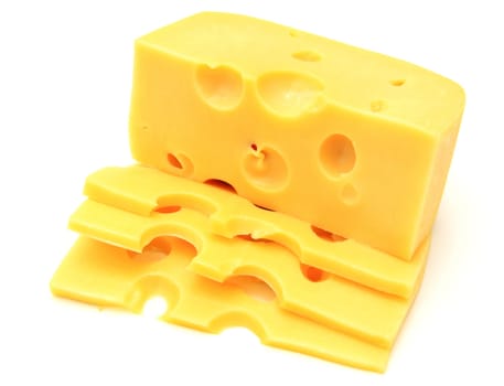 piece of cheese isolated on a white background