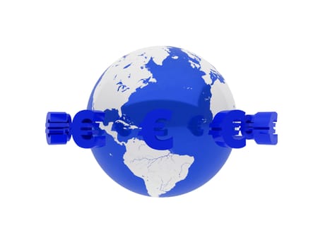 3d illustration over  white backgrounds. Euro Sign.