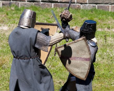 KALININGRAD, RUSSIA  - April 25: Reconstruction of knightly fight, April 25, 2010 in Kaliningrad, Russia.