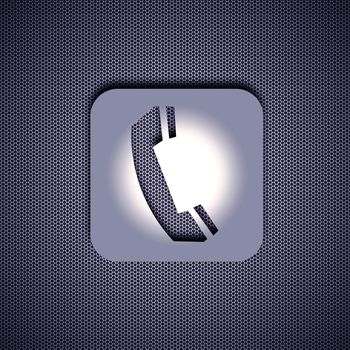 Phone icon, isolated on metal background. High resolution image.  3d rendered illustration.