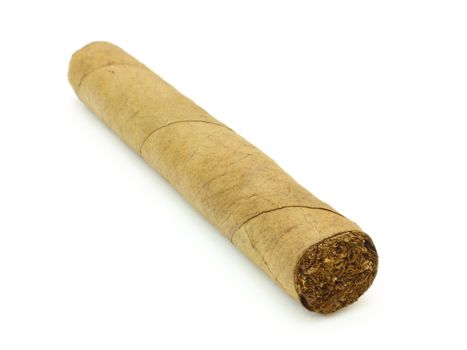 The new big Cuban cigar lies on a white background