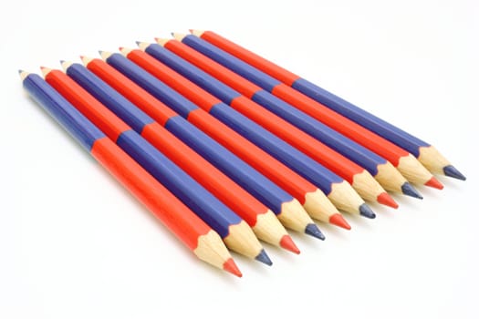 Colour pencils isolated on white background close up