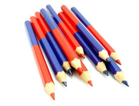 Colour pencils isolated on white background close up