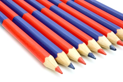 Colour pencils isolated on white background close up