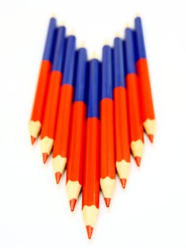 Colour pencils isolated on white background close up