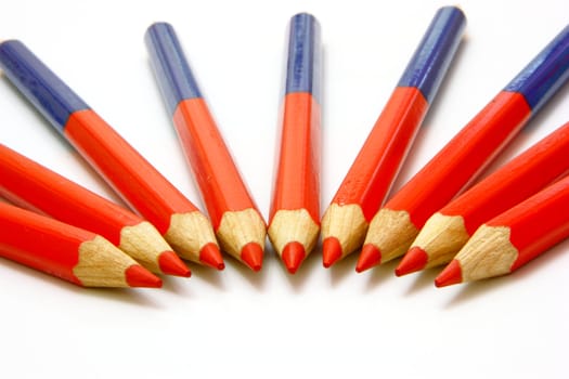 Colour pencils isolated on white background close up