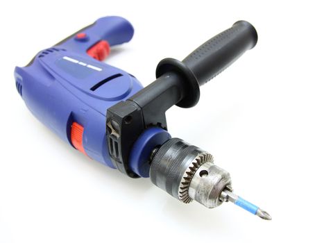 the electric drill on white background with clipping path